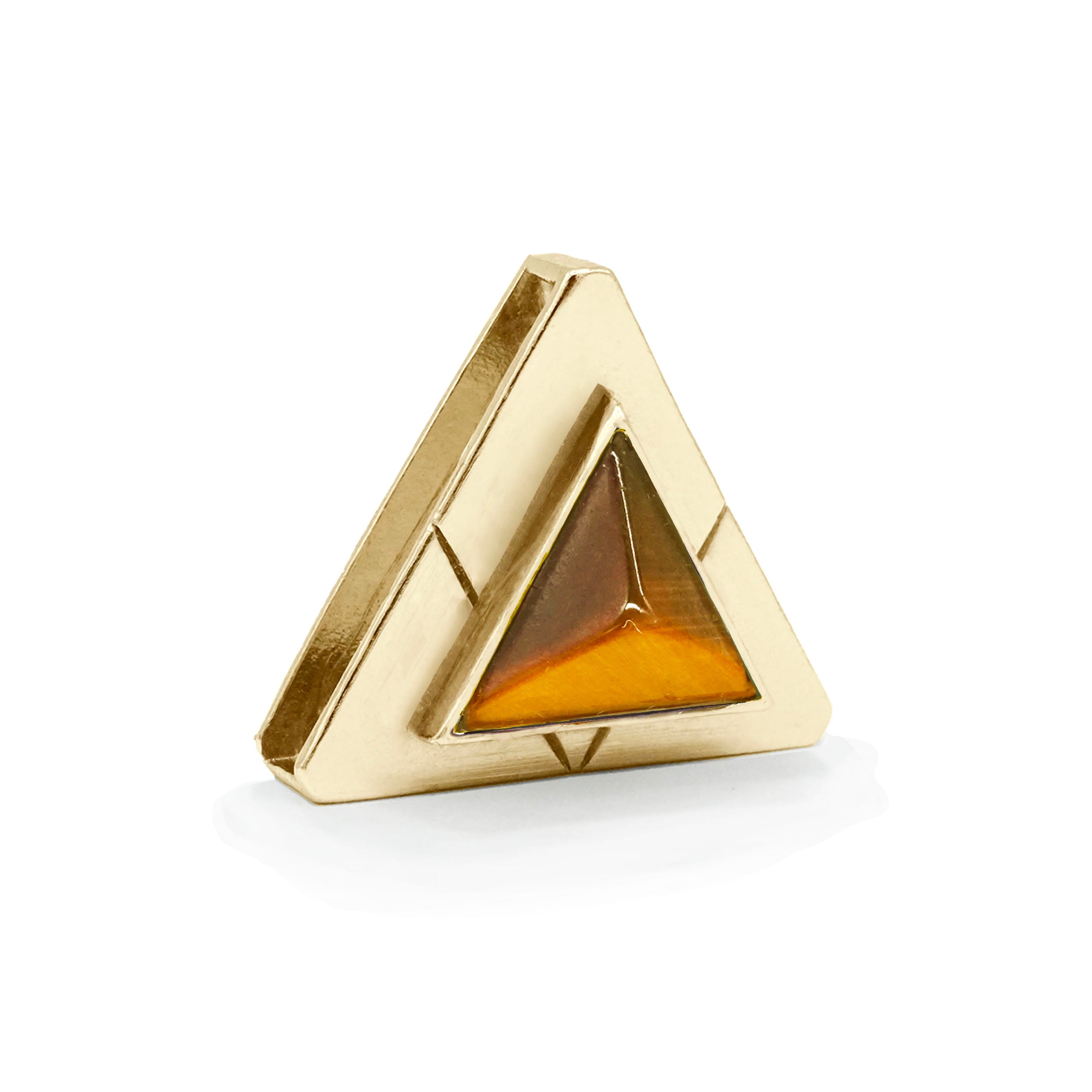 Tiger Eye Triangle Crystal Charm – Gold or Silver | DIPHDA