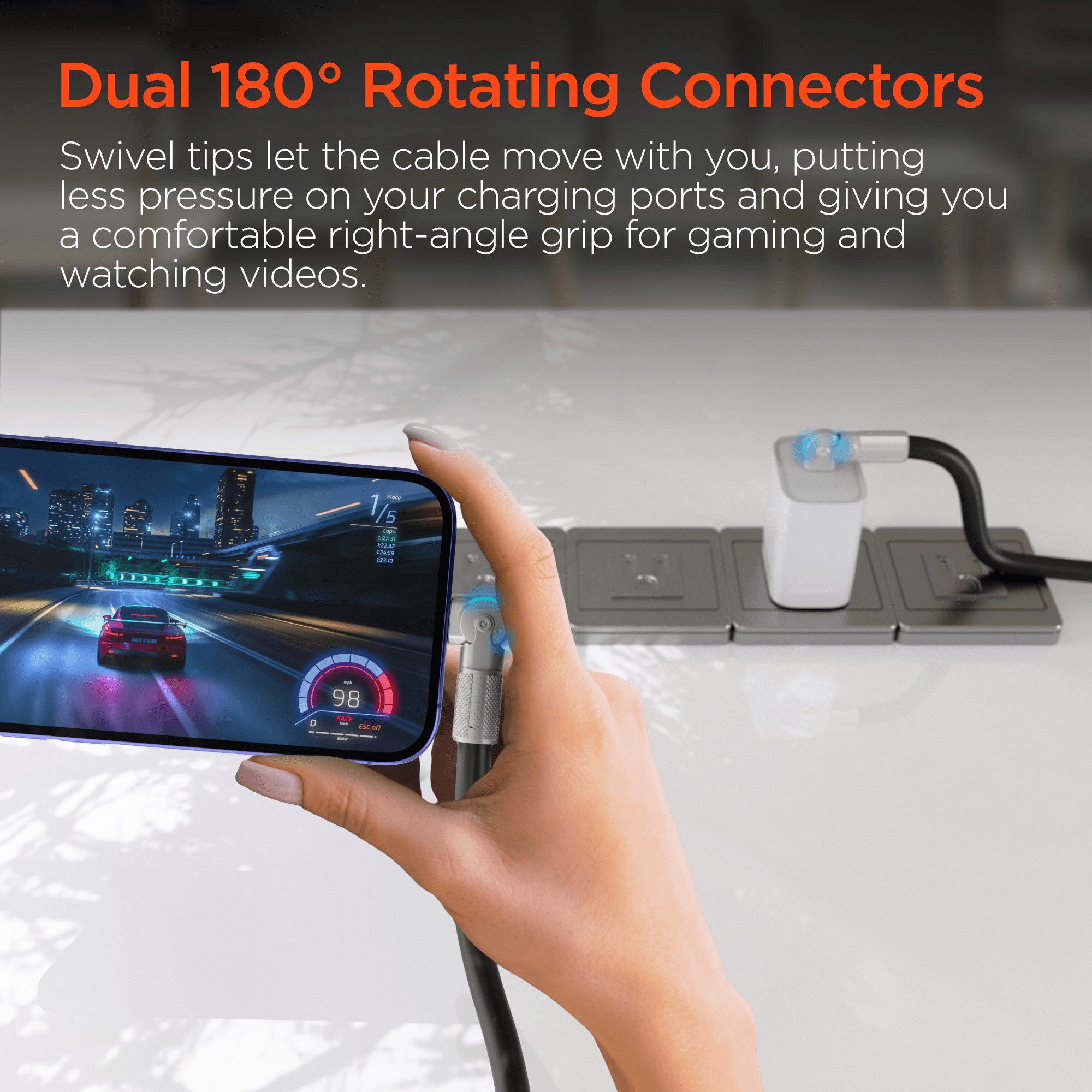 HyperGear Chunky180° 100W USB-C to USB-C Rugged Fast Charge Cable 6ft