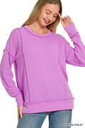 Zenana Corded Rib Long Sleeve Round Neck Top