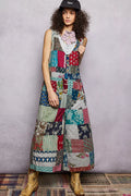 POL Sleeveless Patchwork Wide Leg Jumpsuit