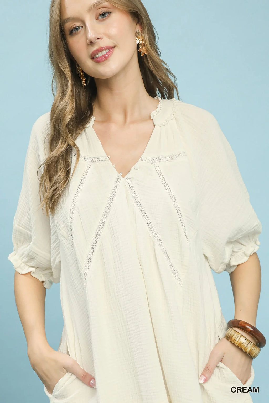 Umgee Cotton Gauze Mini Dress