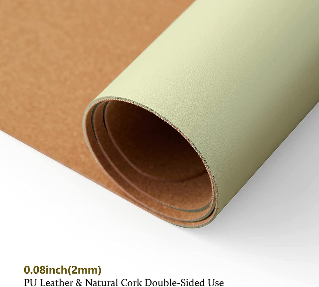 Cork Desk Mat - Small Dual-Sided Desk Pad for Office and Home - Desk Organization and Accessories - Ideal for Large Mouse Pad and Small Desk Mats on Top of Desks(Light Green,23.6"X 13.8")