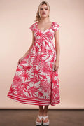 VERY J Tropical Printed Midi Summer Boho Dress