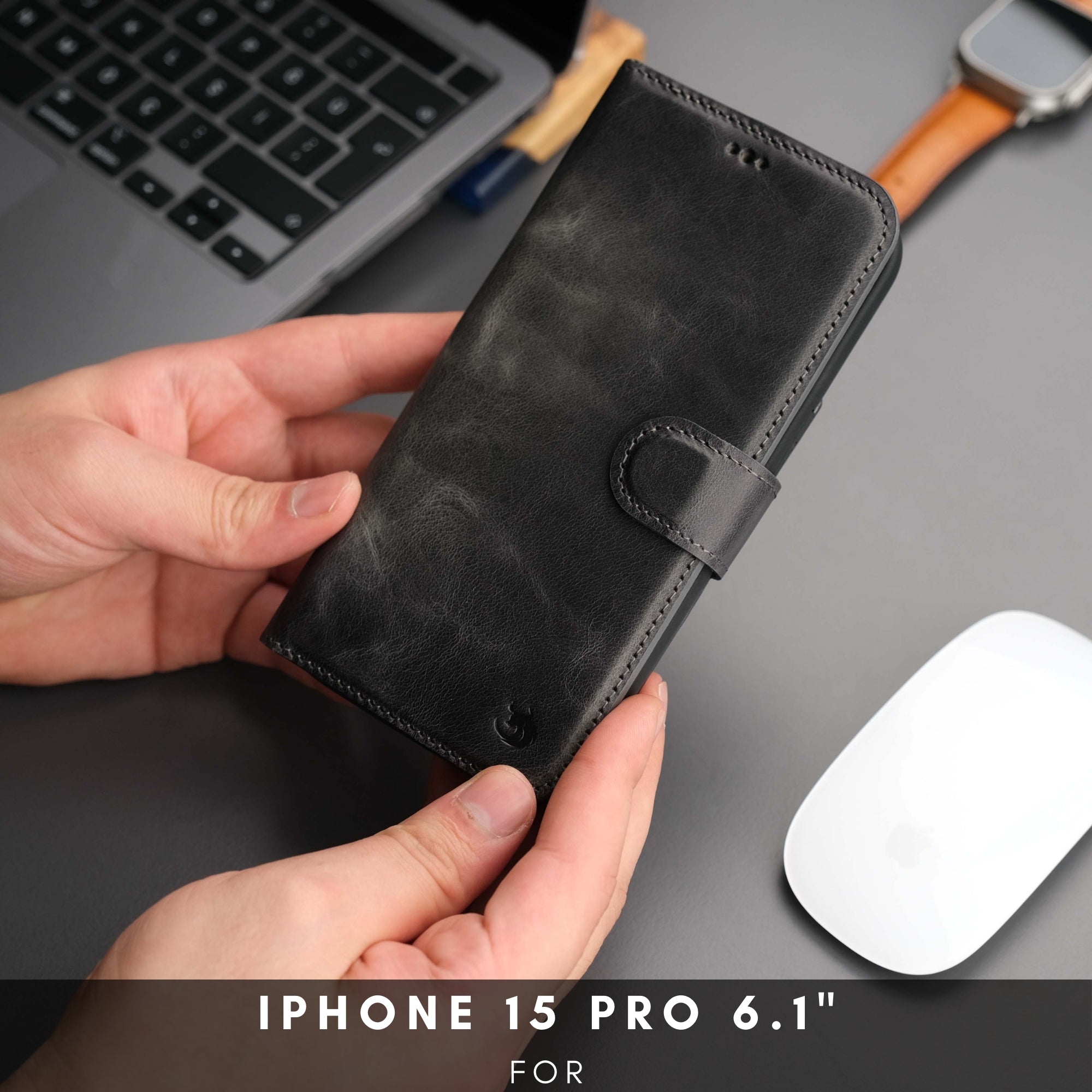 Casper Leather iPhone 15 Pro Wallet Case | Detachable MagSafe Compatible RFID Protection
