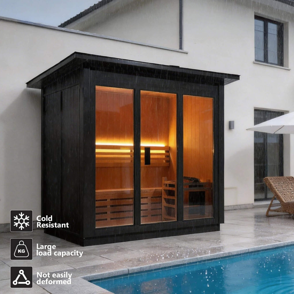 Custom 8-Person Luxury Canadian Red Cedar Outdoor Steam Sauna With Heater And Stones [Made-To-Order] (SAK13492)