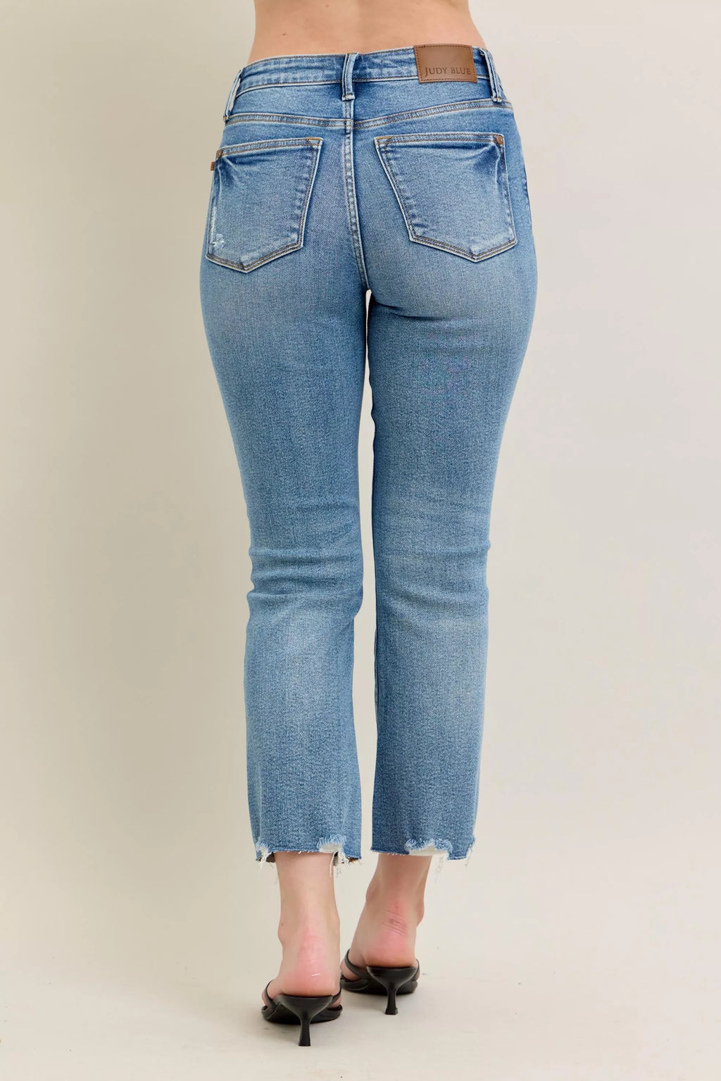 Judy Blue Mr Vintage Wash Destroy Hem Kick Flare Jeans