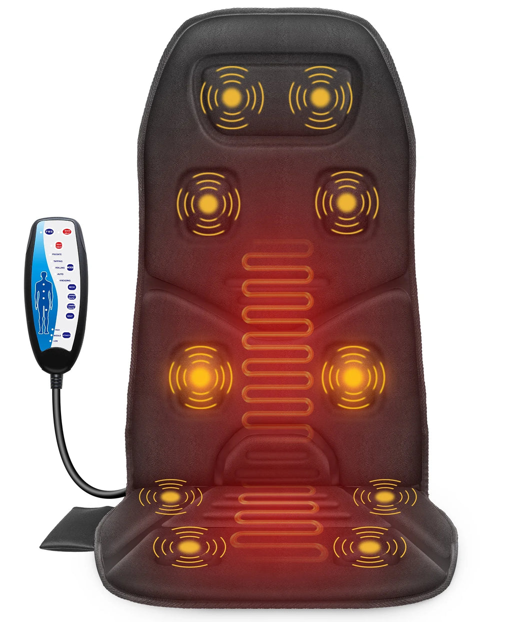 10 Motors Massage Seat Cushion with 3 Level Heating Pad, Vibration Back Massager Chair Pad for Home Office