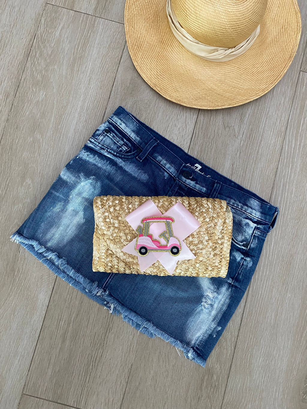 Golf Lover Rattan Straw Clutch