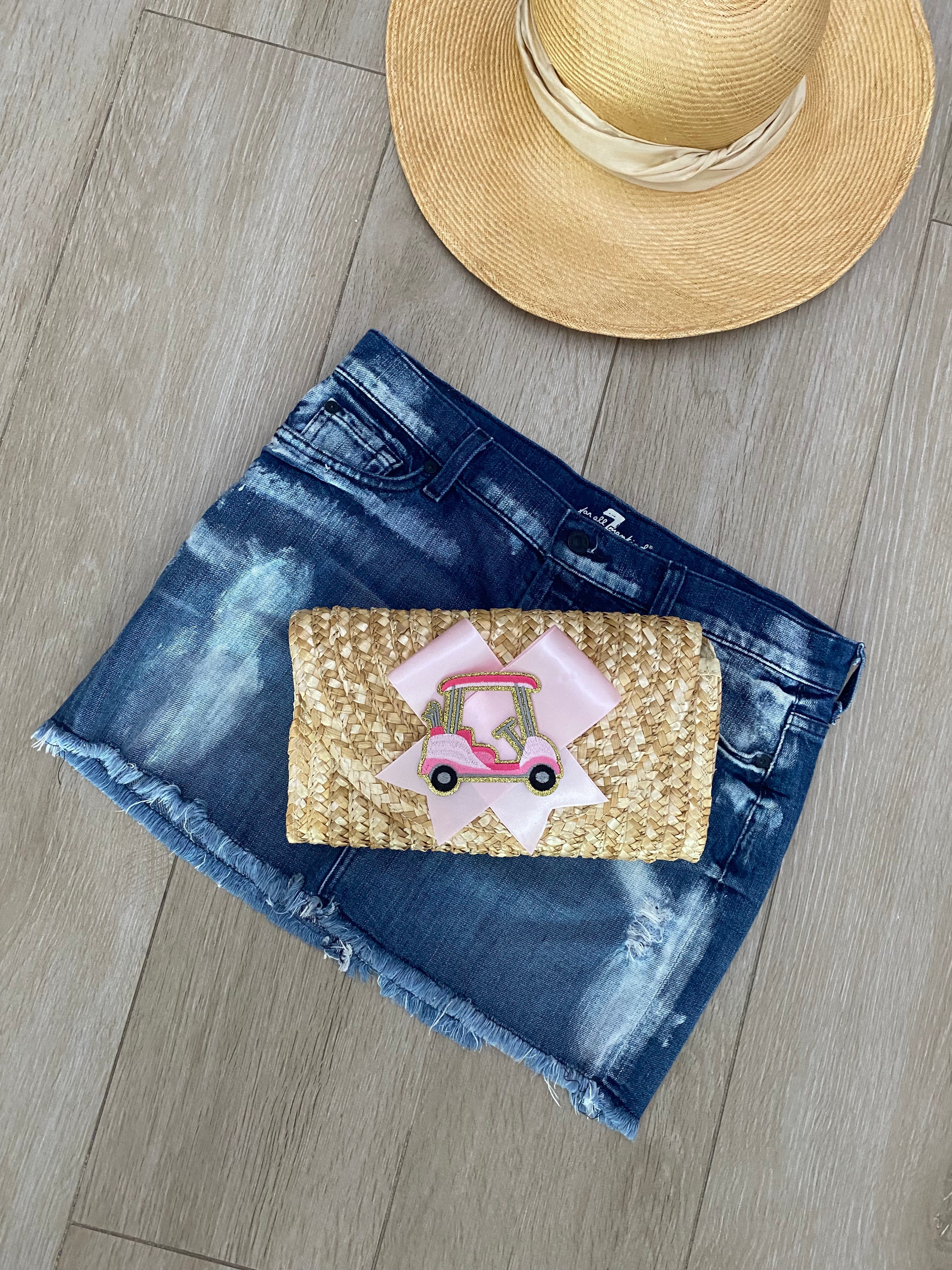 Golf Lover Rattan Straw Clutch