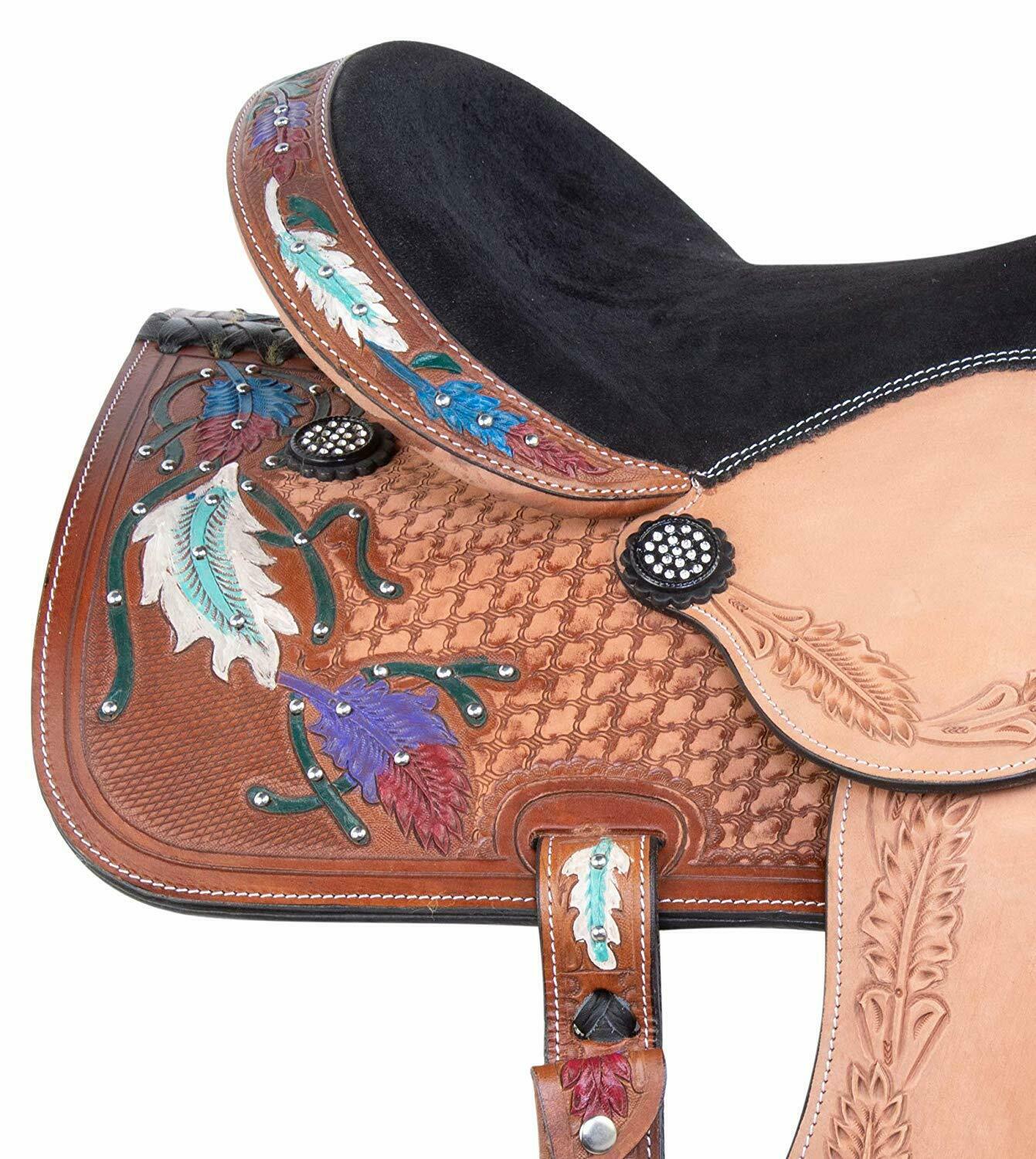 Leather Western Barrel Racing Kids Horse Saddle Size 10" to 13"