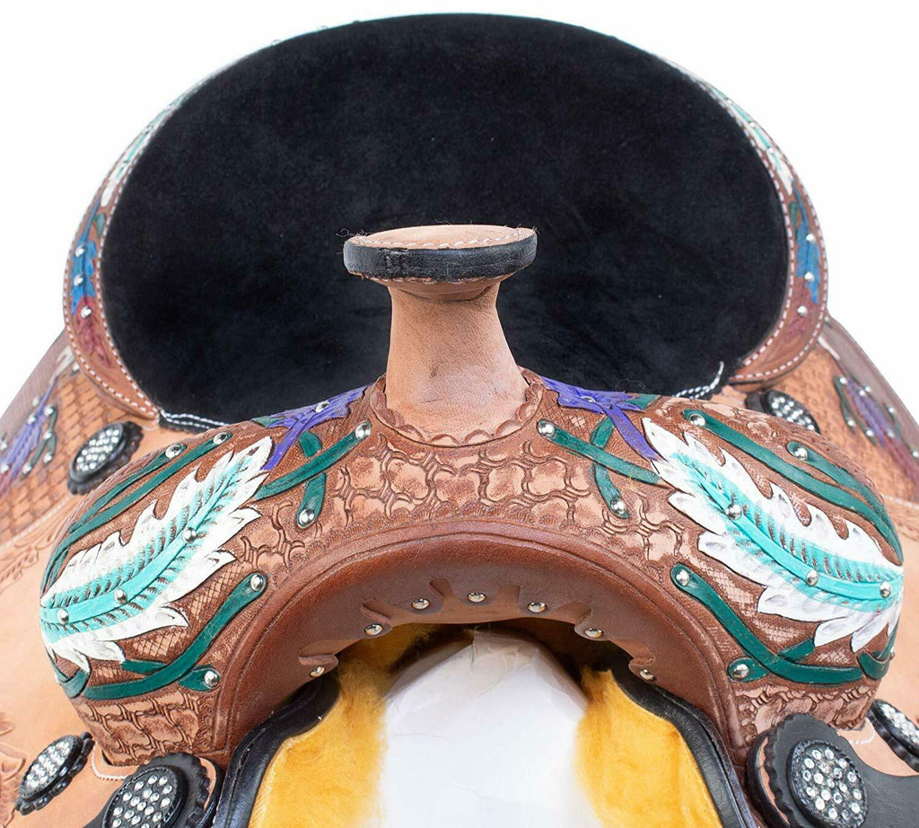 Leather Western Barrel Racing Kids Horse Saddle Size 10" to 13"