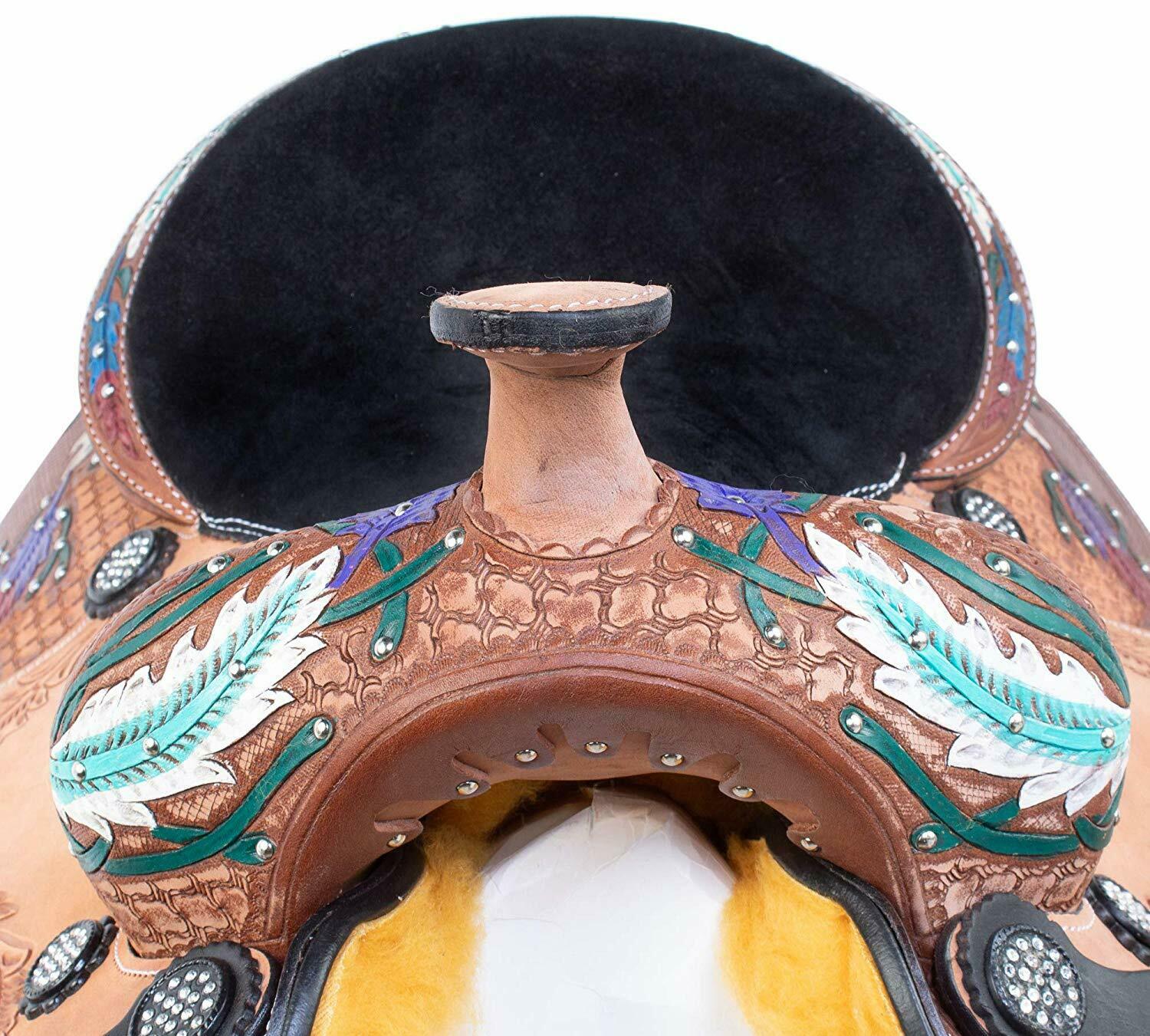 Leather Western Barrel Racing Kids Horse Saddle Size 10" to 13"