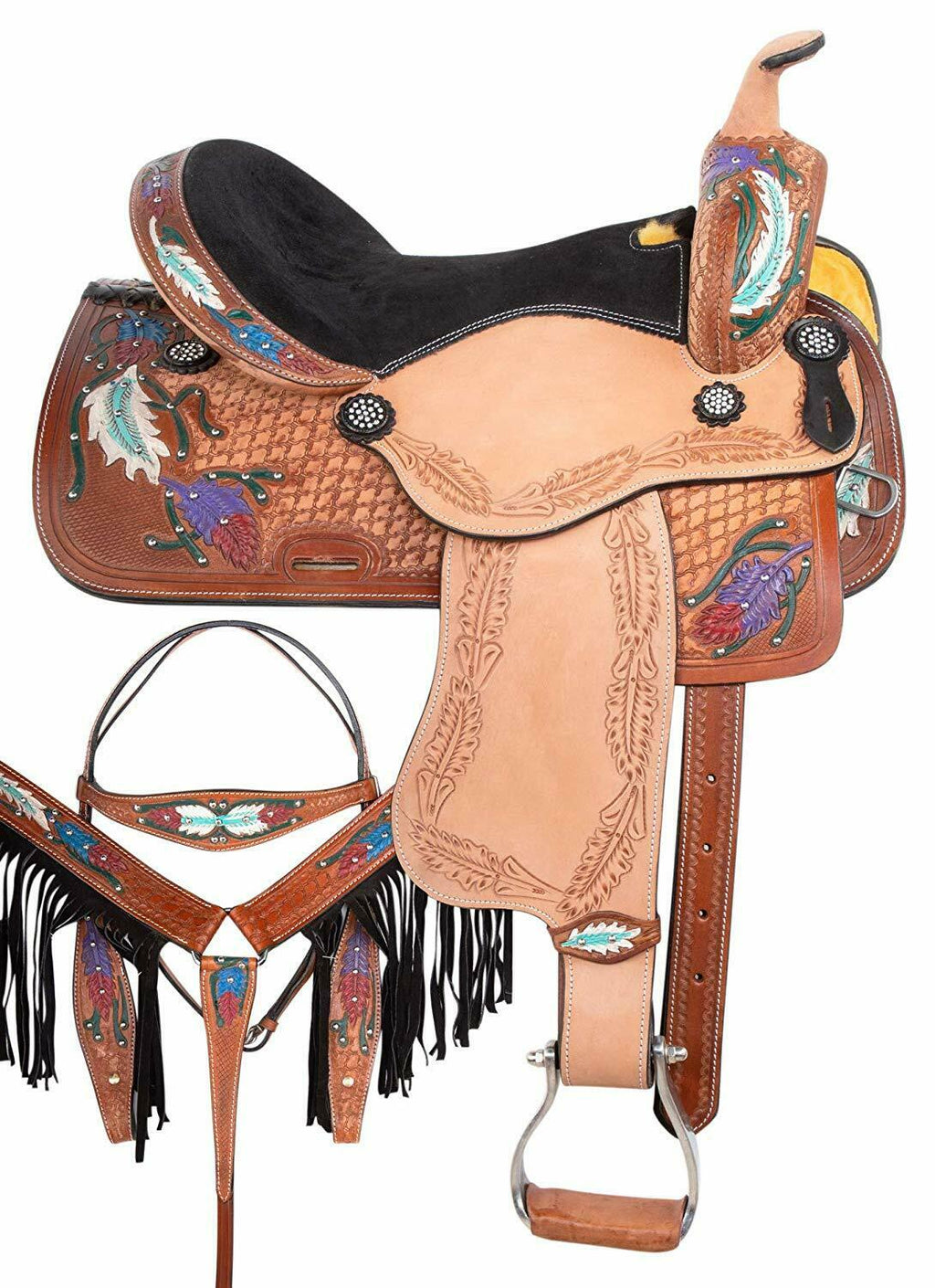 Leather Western Barrel Racing Kids Horse Saddle Size 10" to 13"
