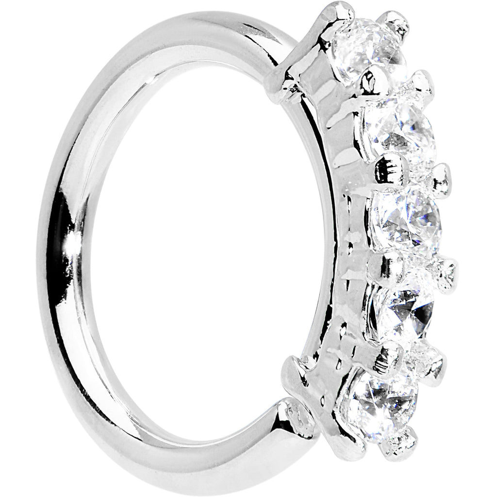 16G 5/16 Clear CZ Quintet Seamless Circular Ring