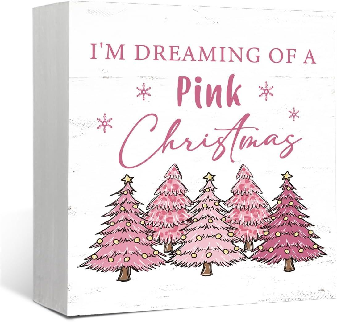Christmas Decor Red Truck Christmas Wooden Box Signs Buffalo Plaid Christmas Decorations Christmas Decor for Home Office Bedroom Fireplace Car Tiered Tray Decor Christmas Gifts for Women 5x5