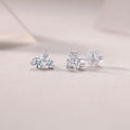 Waves-Set with Moissanite 0.3 carats S925 sterling silver and platinum-plated stud earrings fashion fashion jewelry silver jewelry