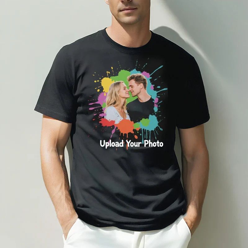 Personalized Photo T-Shirt Custom Design 230g Cotton Short Sleeve Photo Upload Wedding Men & Women All Sizes - (Must upload the image)