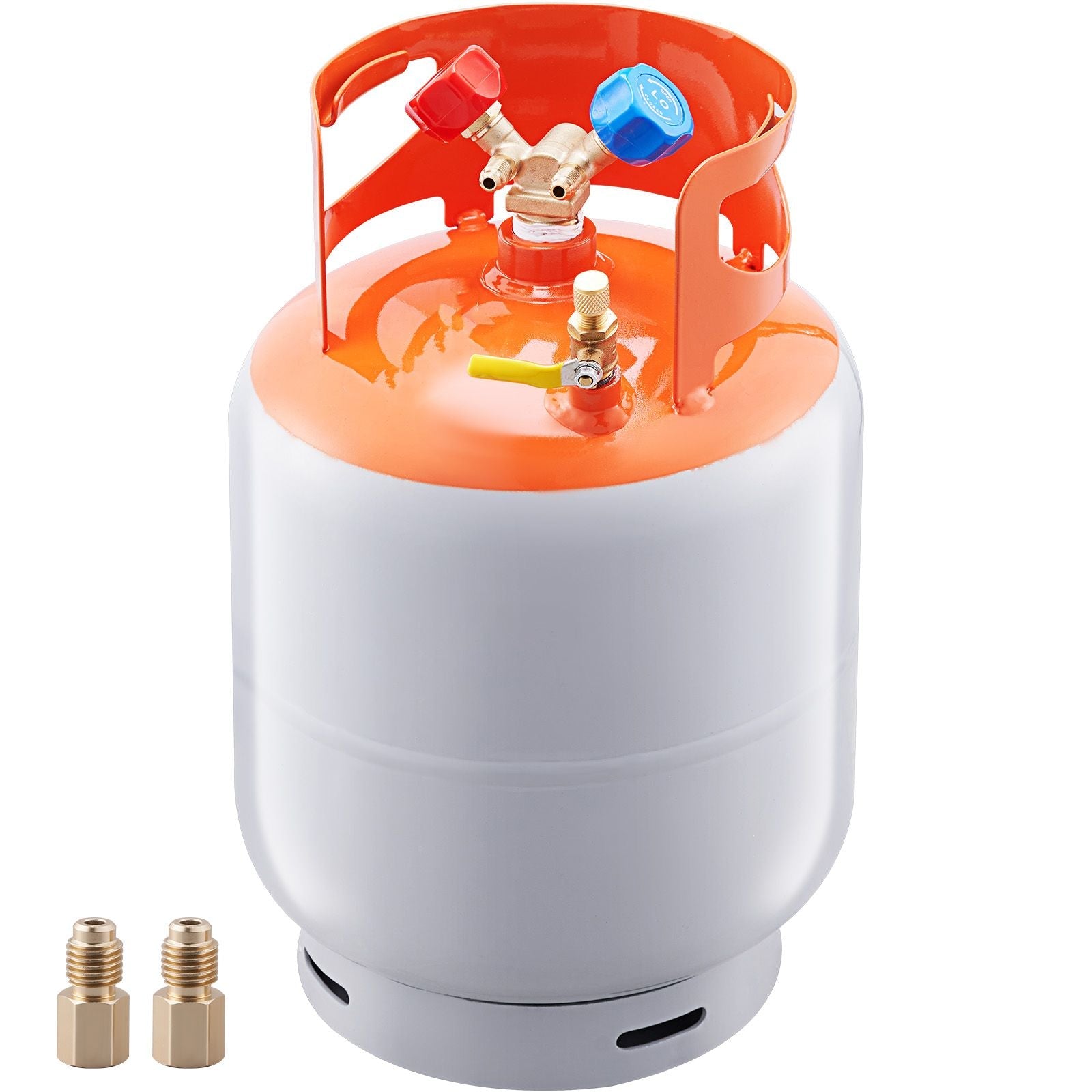Refrigerant Recovery Tank, 30 LBS Capacity, 400 psi Portable Cylinder Tank with Y-Valve for Liquid/Vapor, High-sealing Recovery Can for R22/R134A/R410A, Orange+Gray