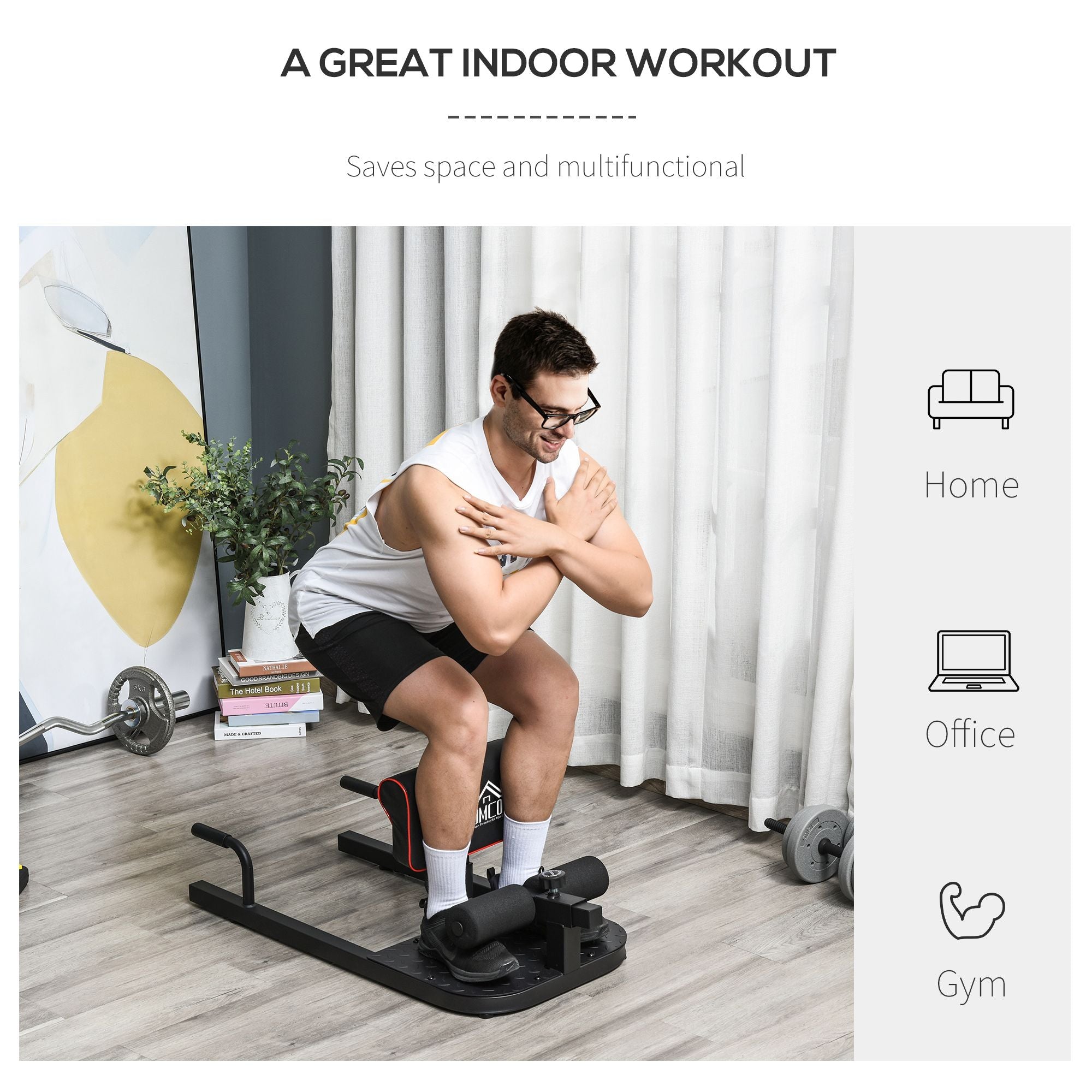 3 in 1 Padded Push Up Sit Up Squat Machine, Home Gym Fitness Equipment, Black