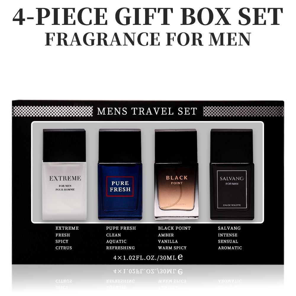 4-Piece Set, Men's Eau De Toilette Spray Gift Box, Long Lasting Fragrance, 4 Different Flavor, Perfect For Holiday Gifts, Dating, Daily Life, Parties, 1.02 Fl Oz/bottle