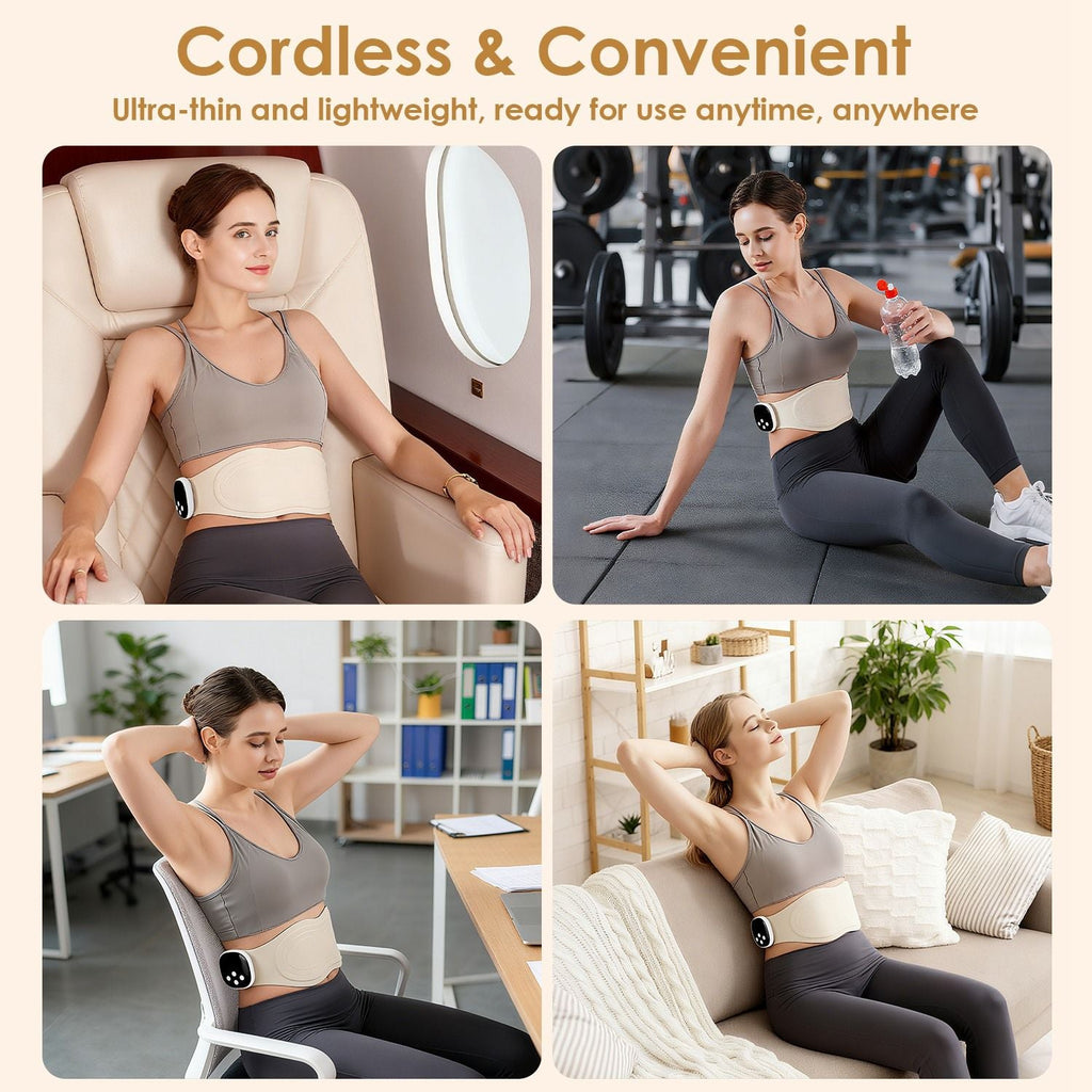 EMS Lower Back Massager Heating Pad Cordless Heating Pad for Back Belly Waist with Remote Magnetic Host 8 Modes 19 Intensity Levels 3 Heating Levels