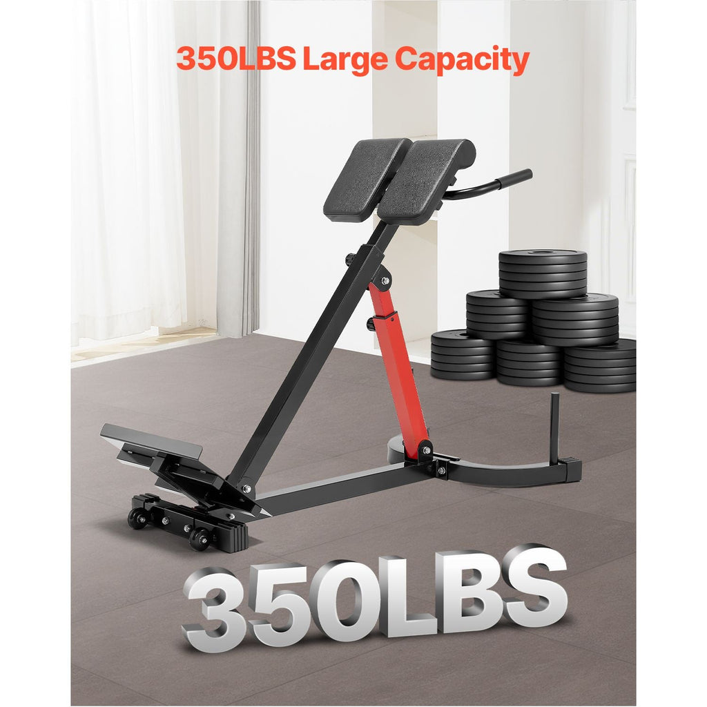Roman Chair Hyperextension Bench, 350 lbs Adjustable Extension Machine, Multi-Function Exercise Equipment for Glute, Hamstring, Lower Back, and Ab Workout, Fitness Weight Bench for Home Gym