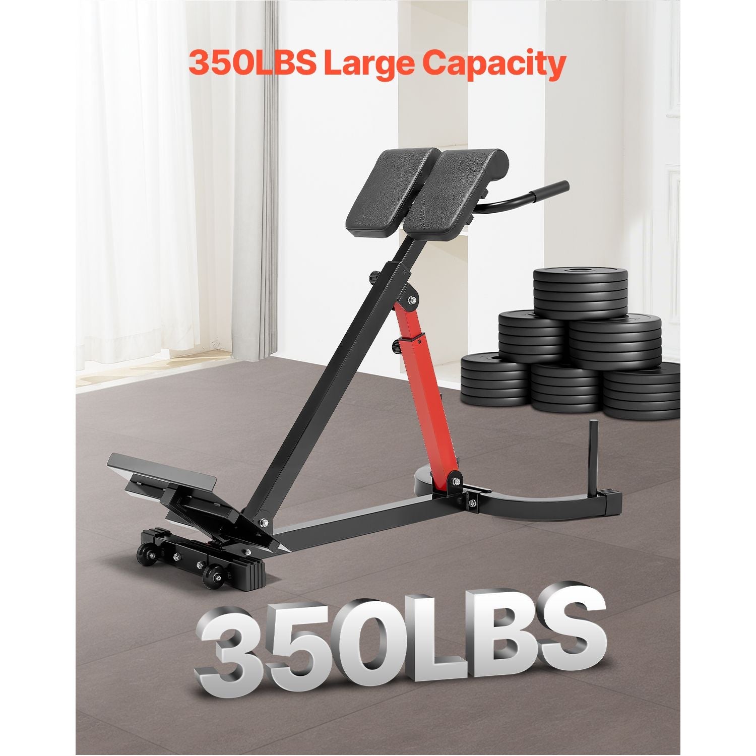 Roman Chair Hyperextension Bench, 350 lbs Adjustable Extension Machine, Multi-Function Exercise Equipment for Glute, Hamstring, Lower Back, and Ab Workout, Fitness Weight Bench for Home Gym