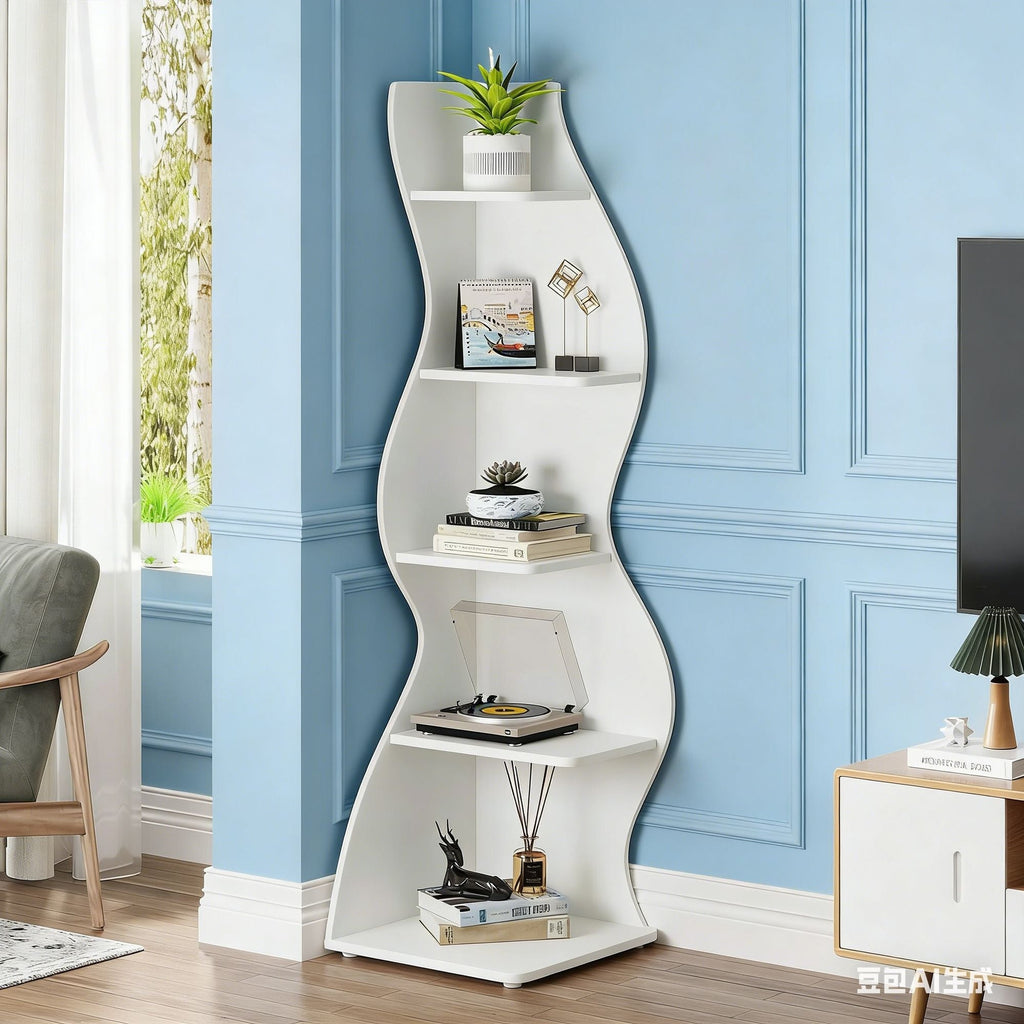 Modern Wall Corner Bookshelf Bookcase