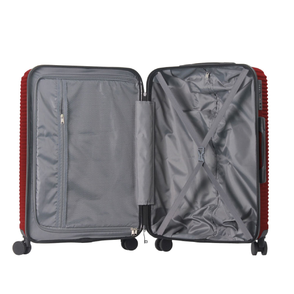 Luggage Sets ABS Hardshell 3pcs Luggage, Lightweight Durable Suitcase sets Spinner Wheels Suitcase with TSA Lock 20''24''28'' Available(WINE RED)