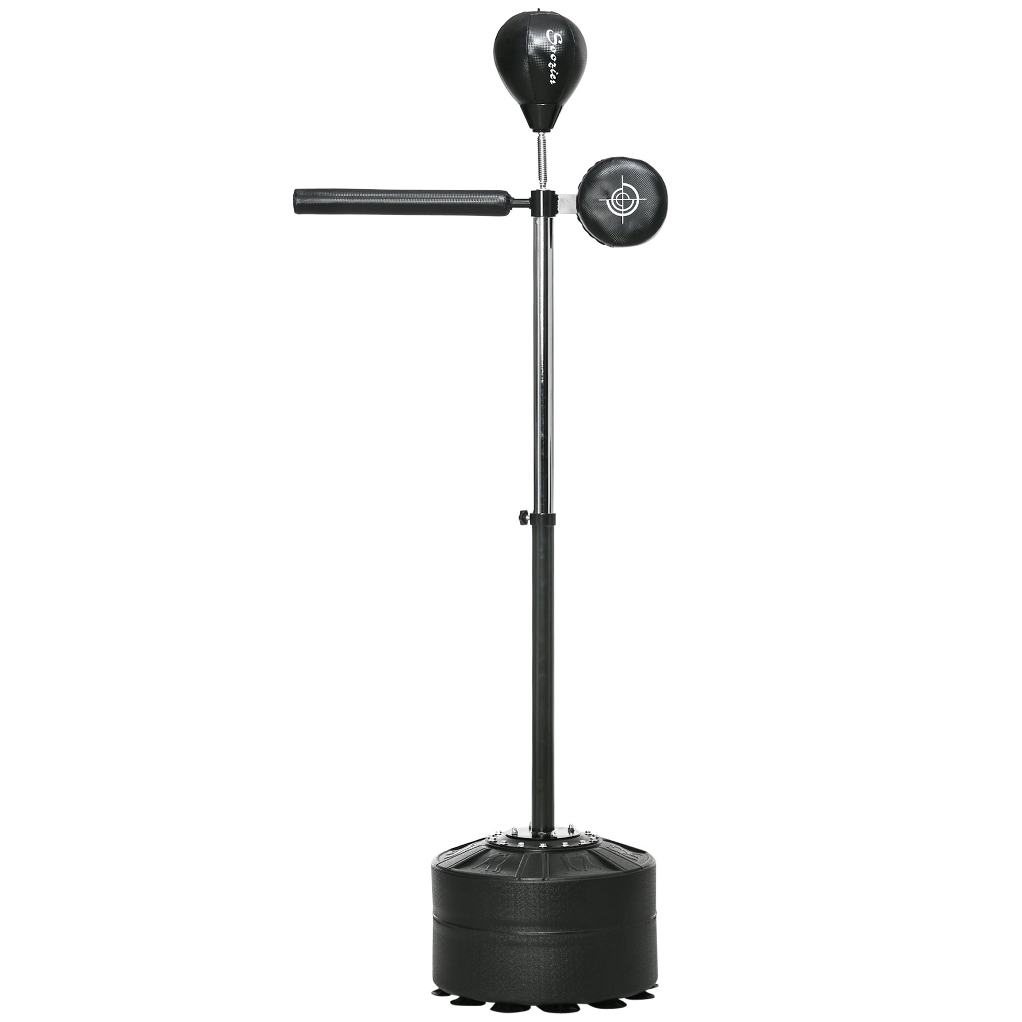 Free Standing Boxing Bag with Stand, Punching Speed Bag Reaction Bar Challenge with Suction Cups, 64-81in Adjustable Height for Teenagers and Adults, Black
