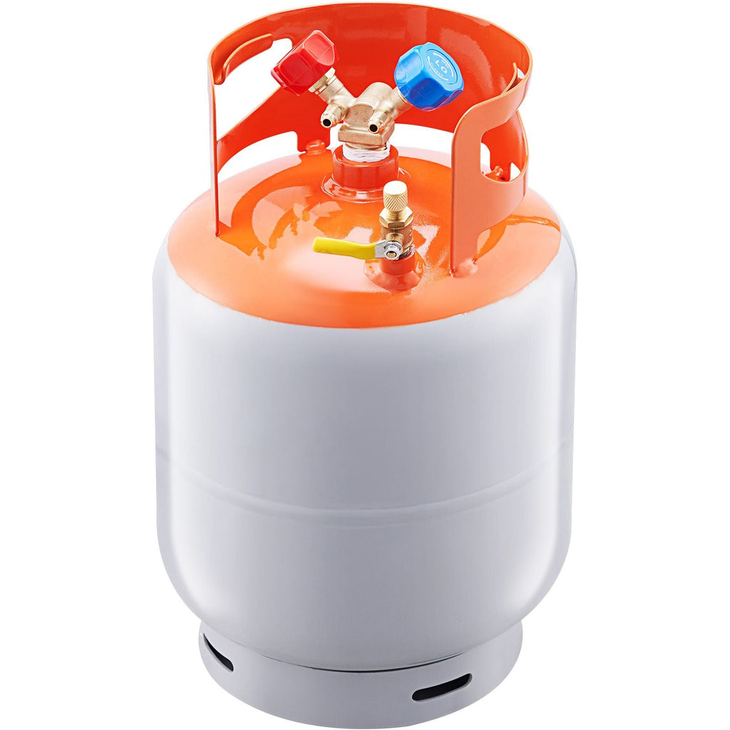 Refrigerant Recovery Tank, 30 LBS Capacity, 400 psi Portable Cylinder Tank with Y-Valve for Liquid/Vapor, High-sealing Recovery Can for R22/R134A/R410A, Orange+Gray