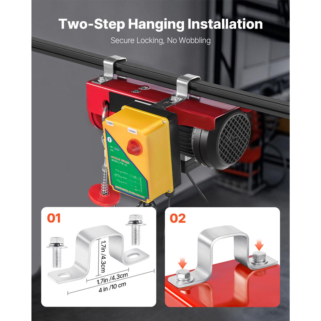 Electric Hoist, 1320 lbs Lifting Capacity, 1150W 110V Electric Steel Wire Winch with Wireless Remote Control, 40ft Single Cable Lifting Height & Pure Copper Motor, for Garage Warehouse Factory