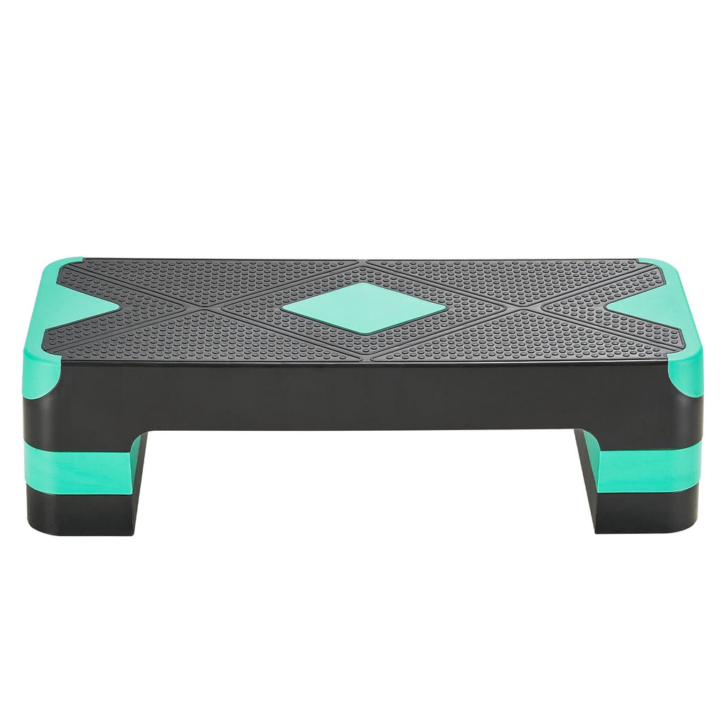 Aerobic Exercise Step Platform, 28-Inch Workout Aerobic Stepper, Height Adjustable Fitness Training Step Deck Trainer with 4 Risers, Non-Slip Surface Bench for Home Gym Cardio Strength, Green