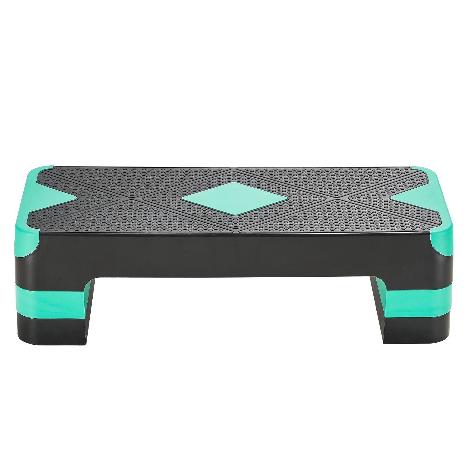 Aerobic Exercise Step Platform, 28-Inch Workout Aerobic Stepper, Height Adjustable Fitness Training Step Deck Trainer with 4 Risers, Non-Slip Surface Bench for Home Gym Cardio Strength, Green
