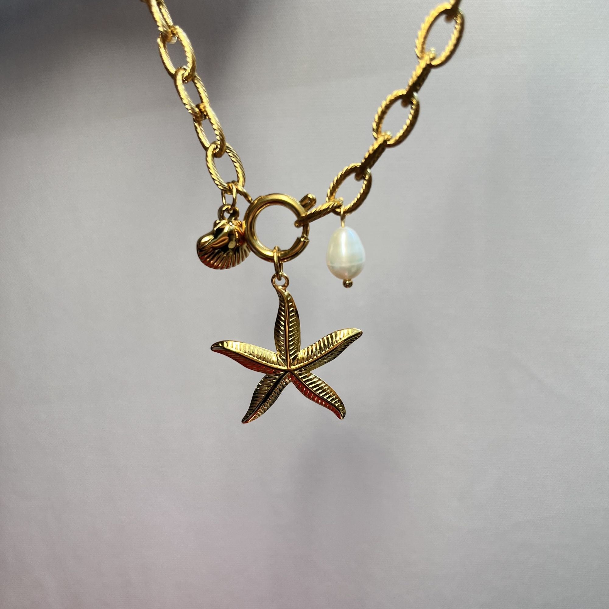 18K Gold-Plated Sea Charm Bracelet – Stainless Steel Coastal Jewelry Collection