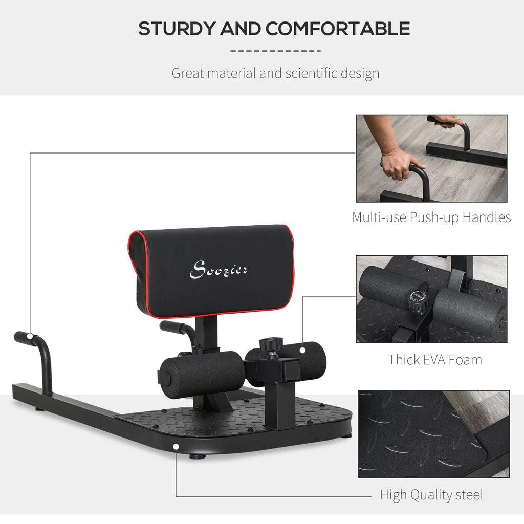 3 in 1 Padded Push Up Sit Up Squat Machine, Home Gym Fitness Equipment, Black