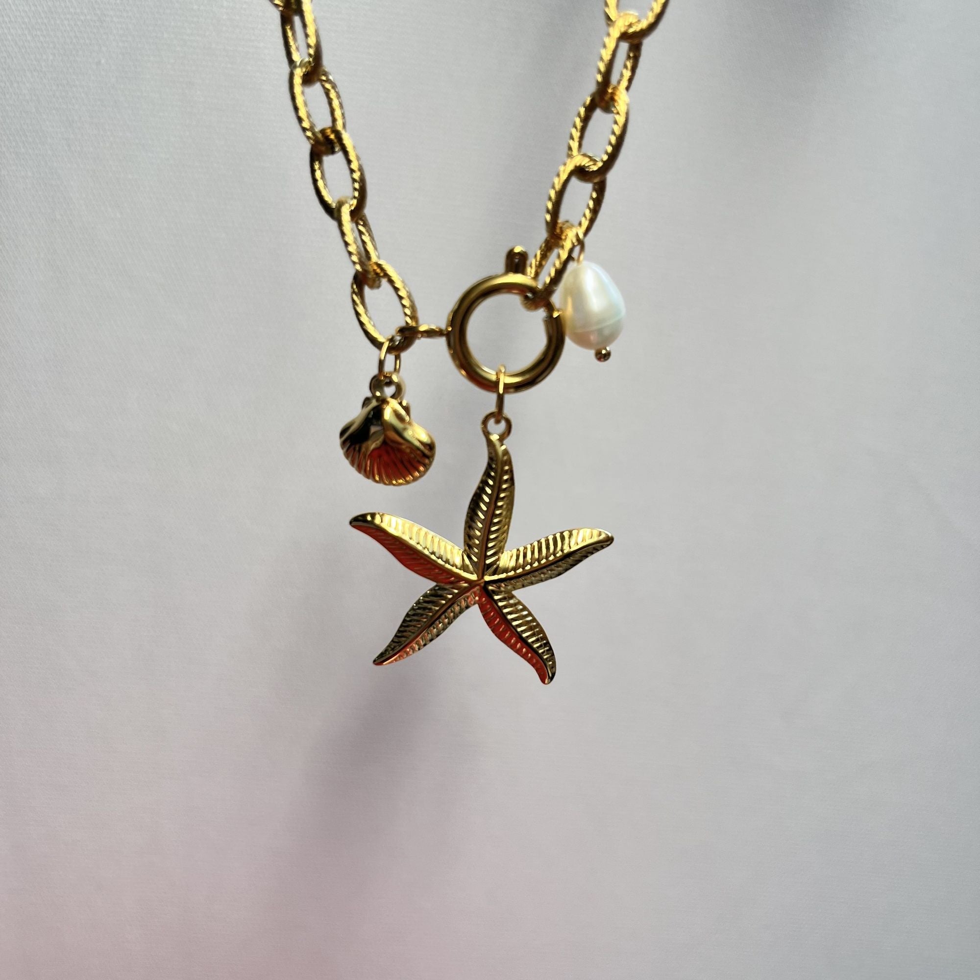 18K Gold-Plated Sea Charm Bracelet – Stainless Steel Coastal Jewelry Collection