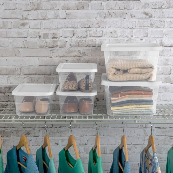 16qt Clear Storage Box with Lid White