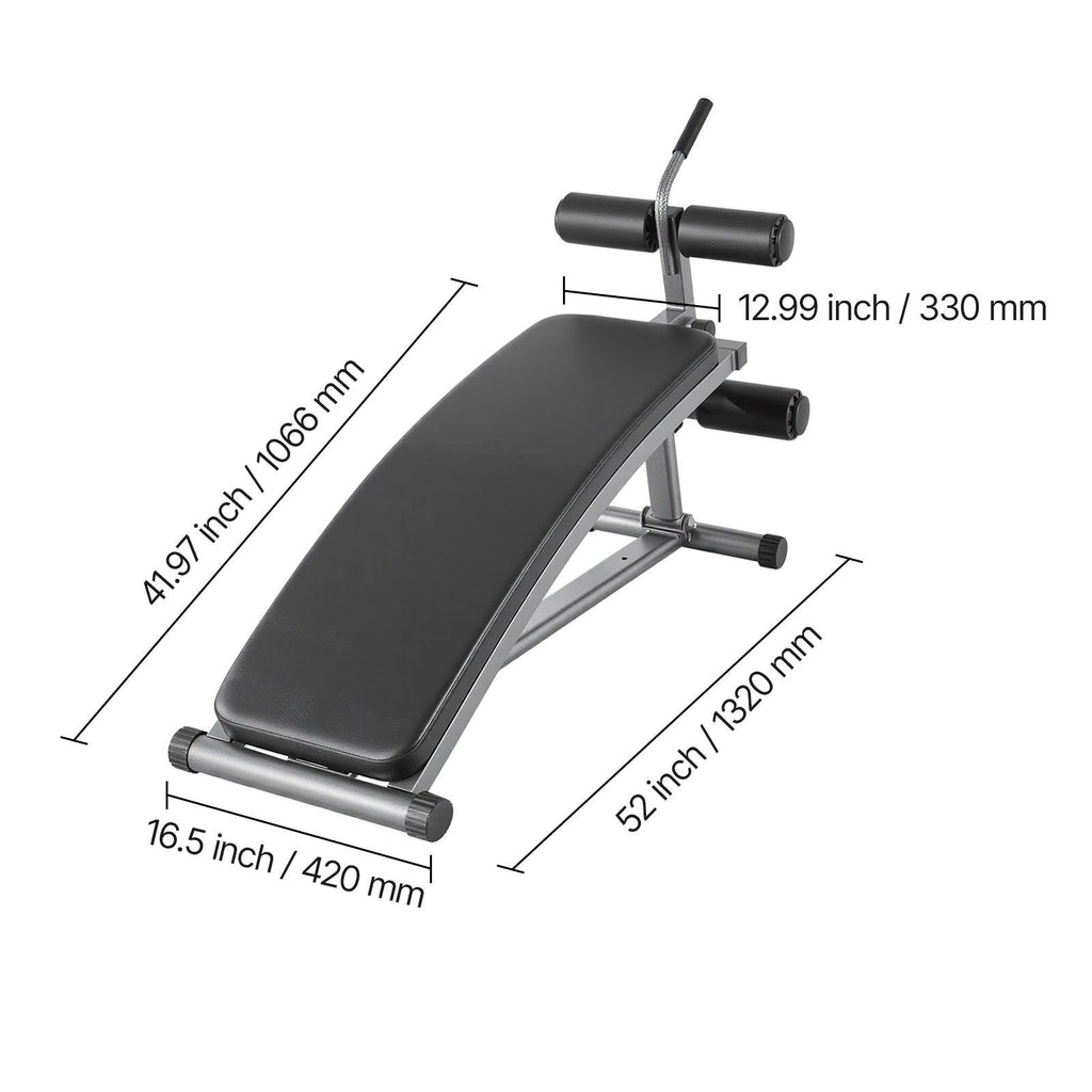 Sit Up Bench, Curved Decline Ab Bench with Reverse Crunch Handle, with 6 Adjustable Height Setting, Heavy Duty Steel, 600 Lbs Capacity for Home Gym Workouts, Strength Training, Full Body Muscles
