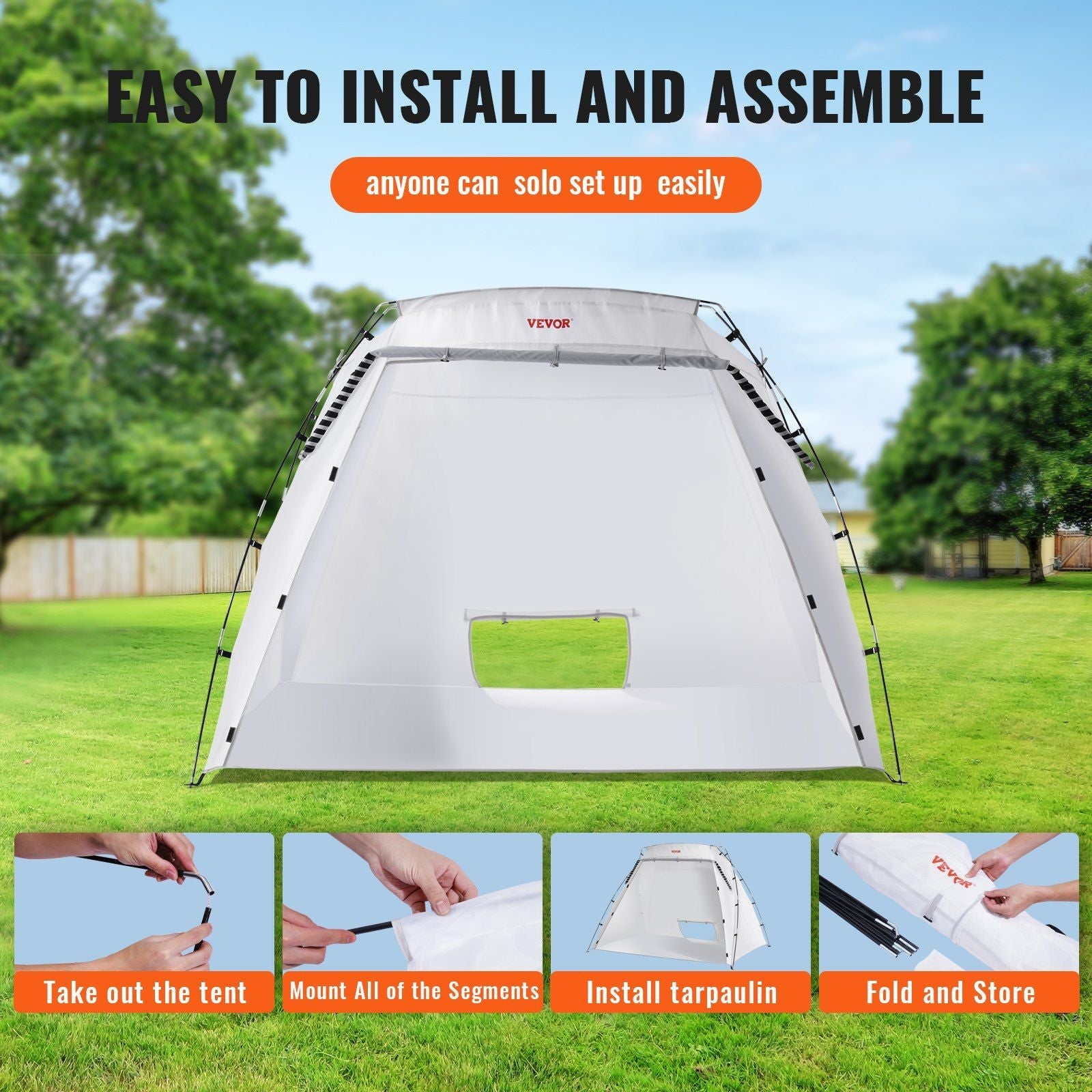 Portable Paint Booth, Larger Spray Paint Tent with Built-in Floor & Mesh Screen, Painting Tent Station for Furniture DIY Hobby Tool, 7.5x5.2x5.2ft Spray Paint Shelter