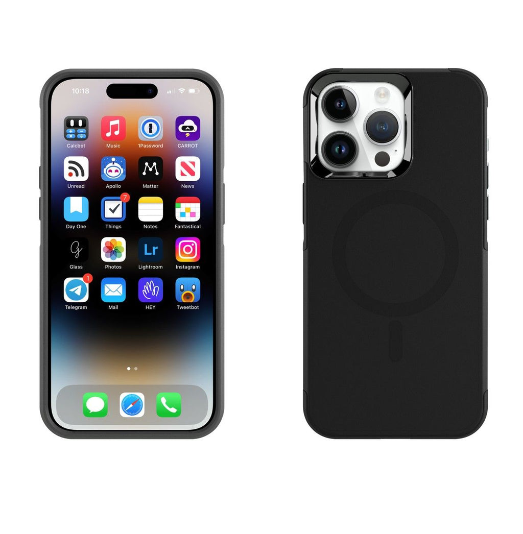 Black MagSafe Compatible- Rugged Armor Protective Case iPhone 15 Pro