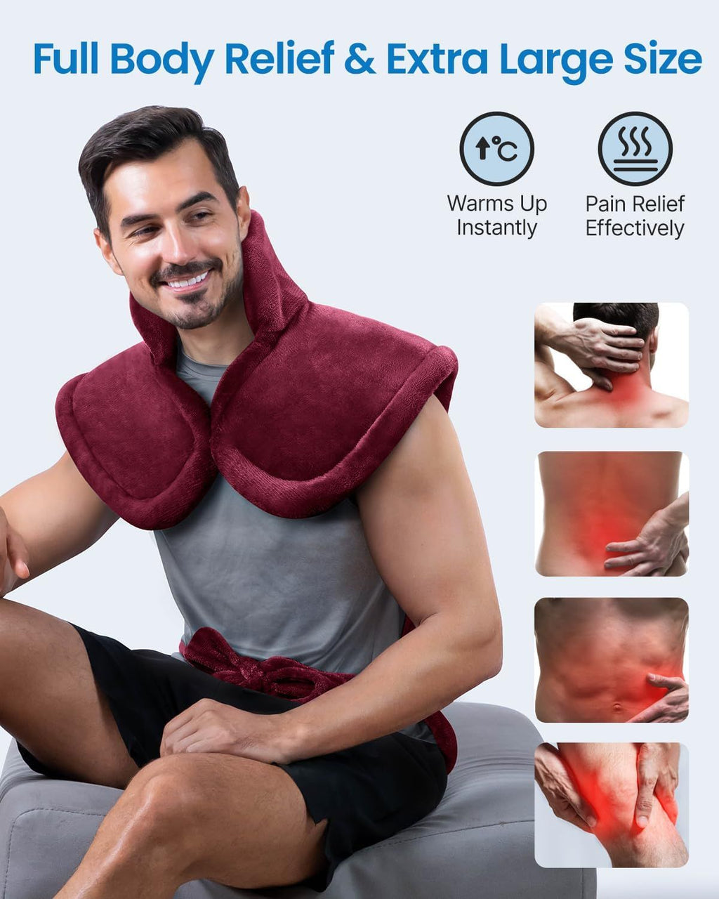 King Size Heating Pad for Back, Mothers Day Gifts for Mom Wife & Birthday Gifts for Men, FSA Eligible, 24"x37" XL Large Weighted Electric Heat Pad for Neck and Shoulders, ETL Certified, Gray