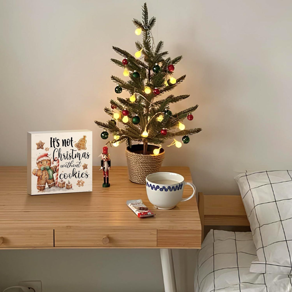 Christmas Decor Red Truck Christmas Wooden Box Signs Buffalo Plaid Christmas Decorations Christmas Decor for Home Office Bedroom Fireplace Car Tiered Tray Decor Christmas Gifts for Women 5x5