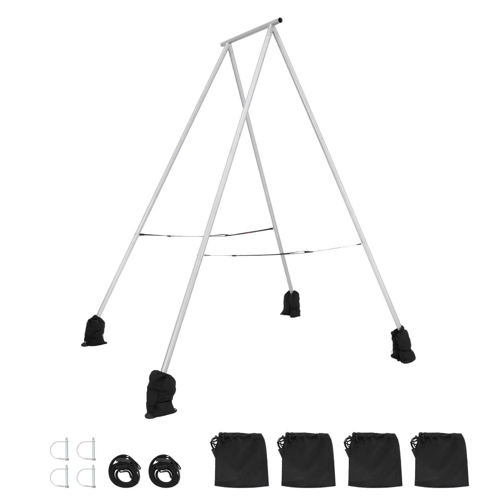 Yoga Stand Frame, 9.6 ft Length Swing Stand, Max 551.2 lbs Load Triangular Structure Aerial Rig, Aerial Silk Stands for Yoga Enthusiasts, Non-Slip Base, Lightweight, Detachable Design
