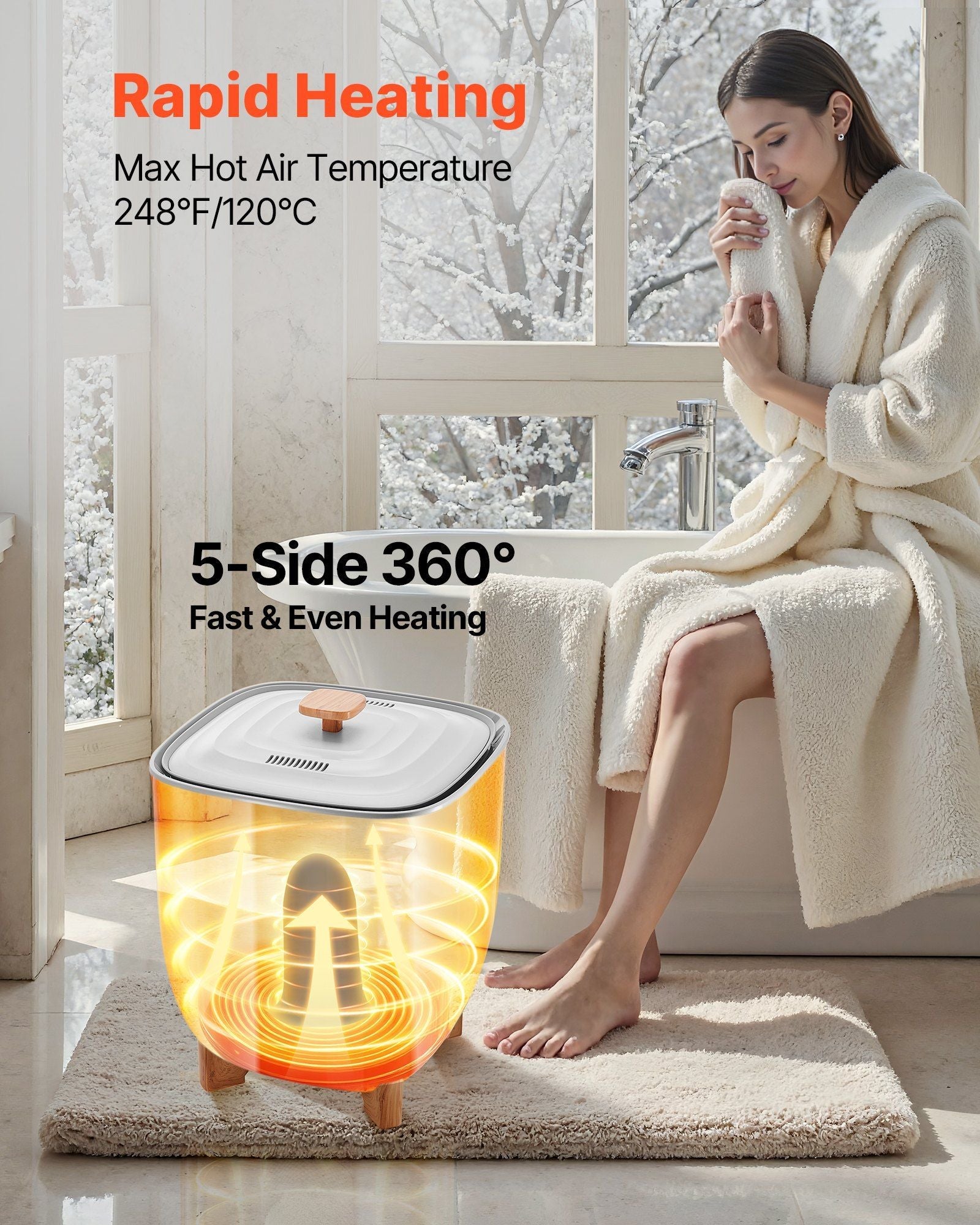 VEVOR Towel Warmer Bucket, 25L Heated Towel Warmer with LED Display, Large Blanket Warmers for Bathroom, 20/40/60/90 Mins Timer and Temperature Setting, for SPA, Home, Countertop, Floor, Gray
