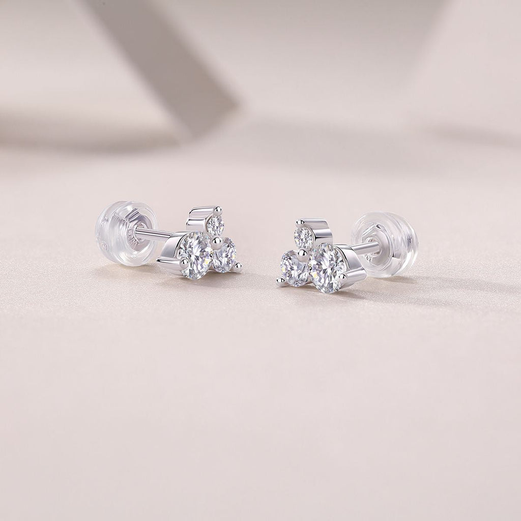 Waves-Set with Moissanite 0.3 carats S925 sterling silver and platinum-plated stud earrings fashion fashion jewelry silver jewelry