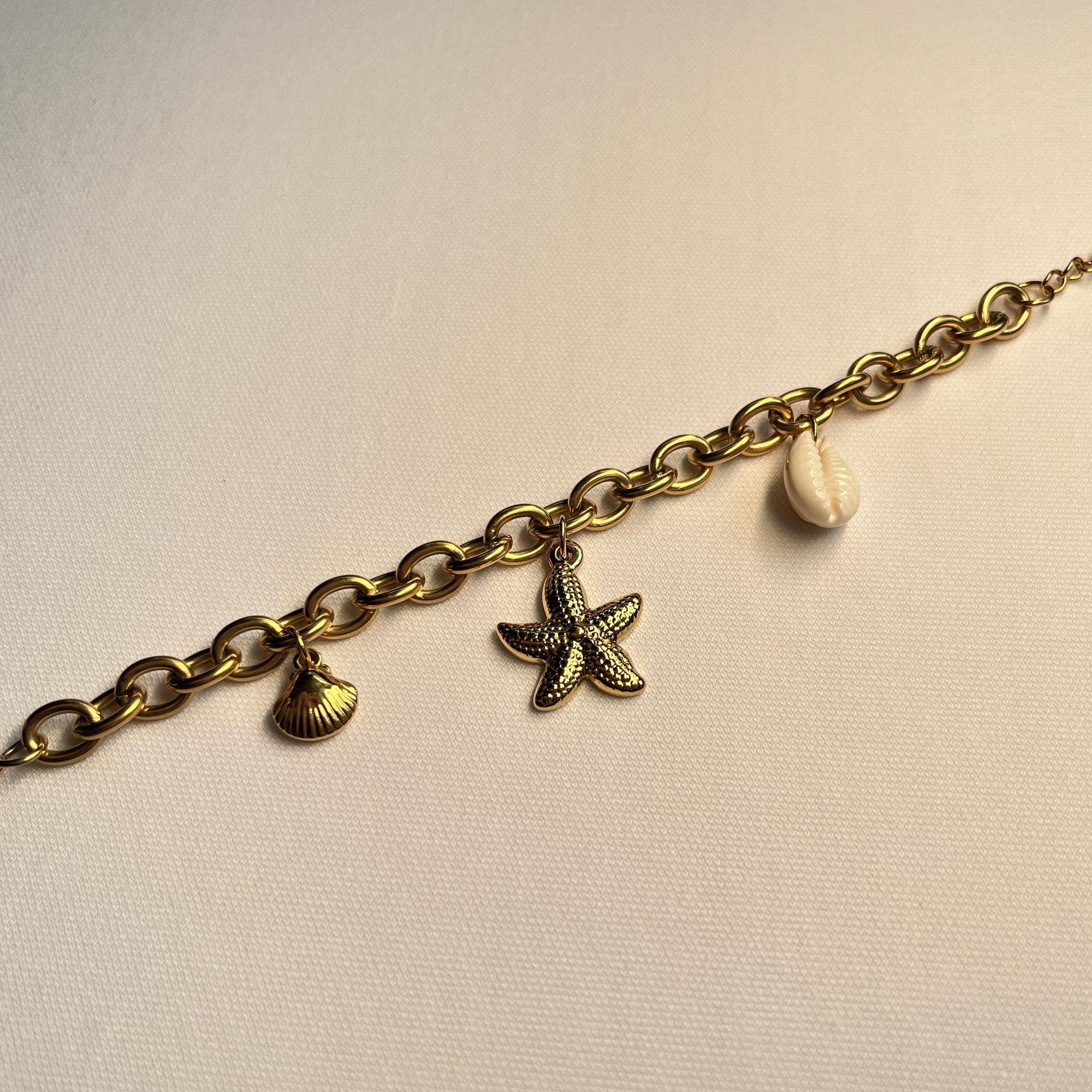 18K Gold-Plated Sea Charm Bracelet – Stainless Steel Coastal Jewelry Collection