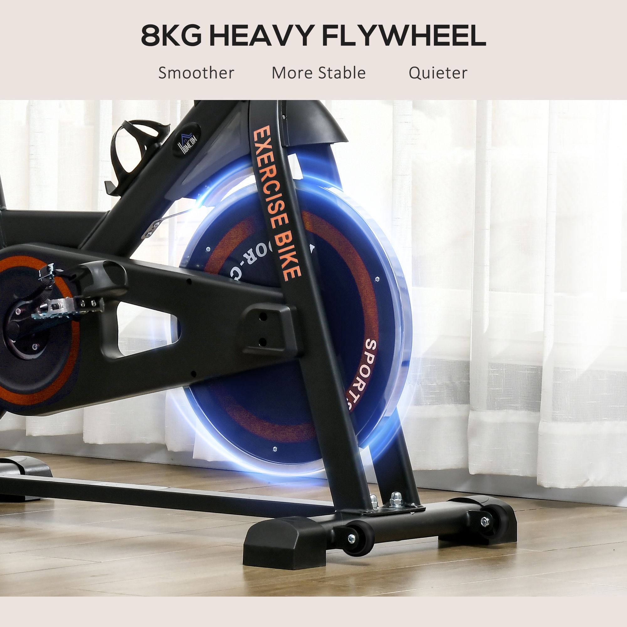 Exercise Bike, Flywheel Indoor Stationary Bike, Adjustable Height & Resistance, with LCD Monitor, Pedal Cage and Shelf Tray, 264 lbs Weight Capacity, Black and Red