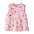 Pink Flora Baby's Inner Waterproof Apron Eating Smock Girl's Princess Smock Sleeveless Bib