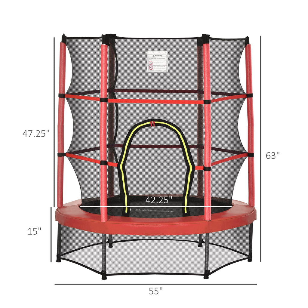 4.5FT Trampoline Jumping with Enclosure Net Springless Design and Safety Pad, Kids Trampoline for Ages 3 to 6